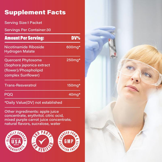 NR1000-NAD+ Berry Flavor Drink Mixfor Skin Aging Support, Energy, and Focus-30Pack