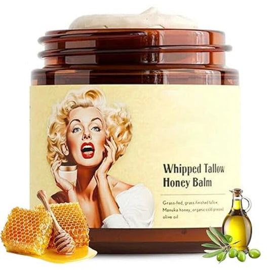 Whipped Beef Tallow and Honey Balm,Grass Fed Grass Finished Face Cream