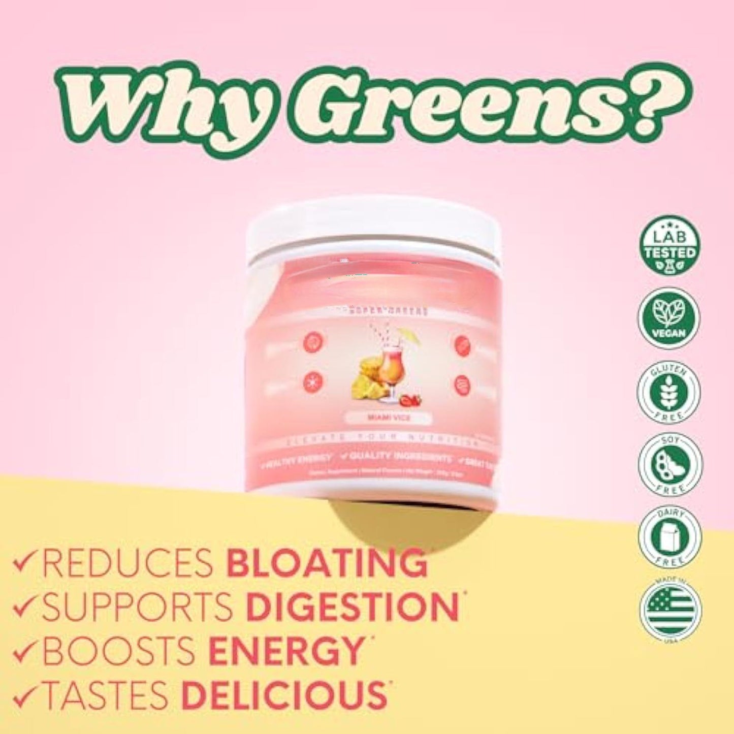Nutrition Super Greens, Organic Greens Powder with Spirulina & Chlorella for Digestion