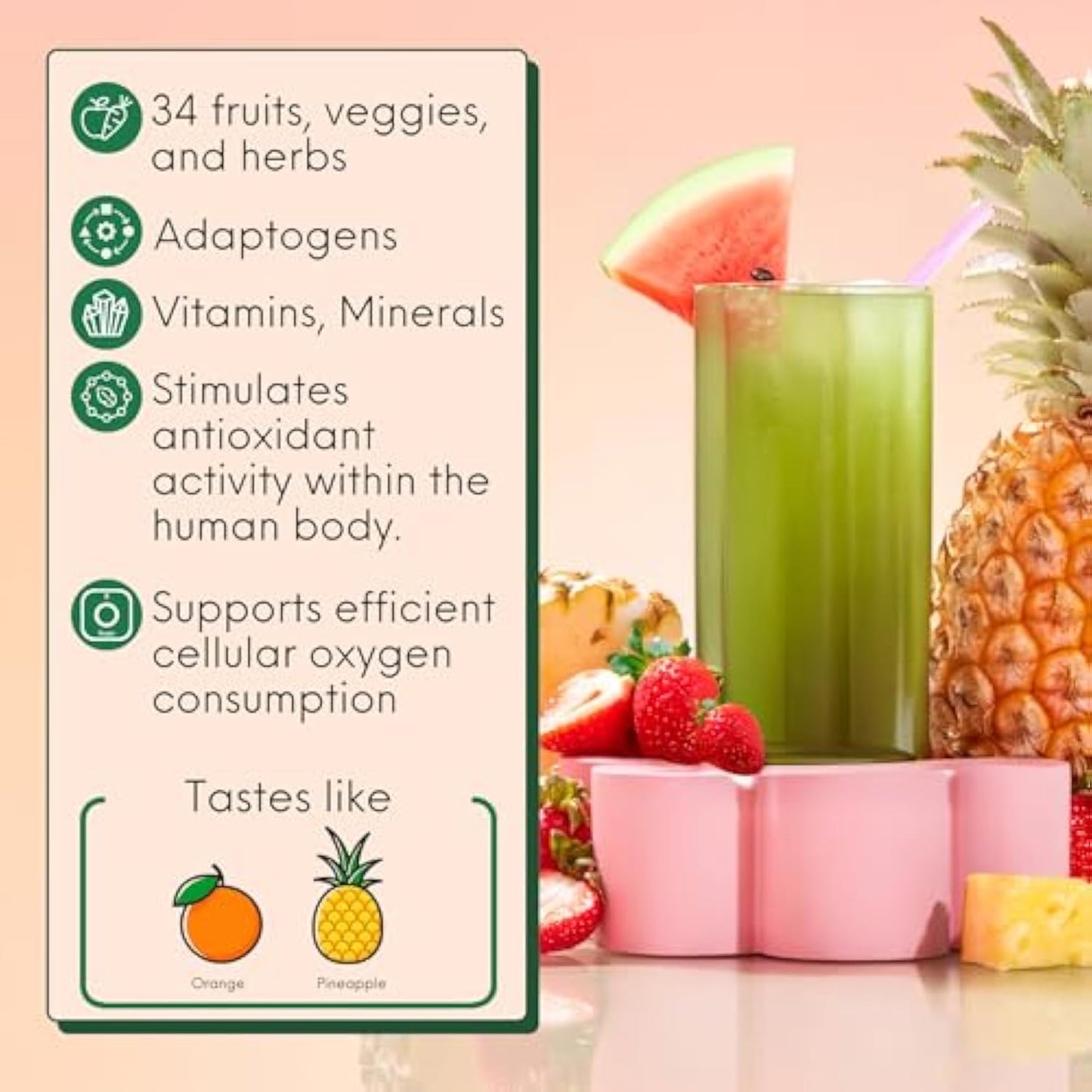 Nutrition Super Greens, Organic Greens Powder with Spirulina & Chlorella for Digestion