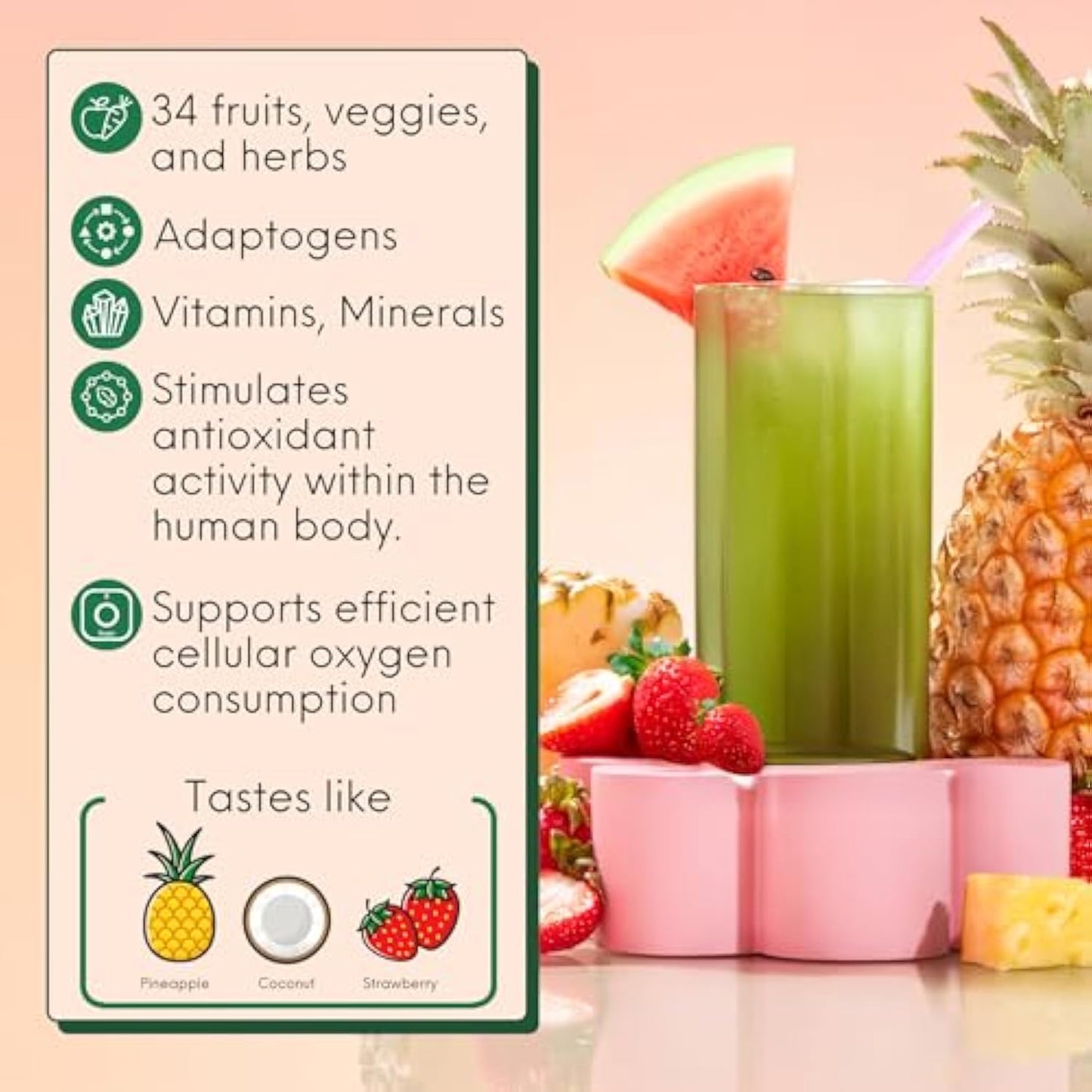 Nutrition Super Greens, Organic Greens Powder with Spirulina & Chlorella for Digestion