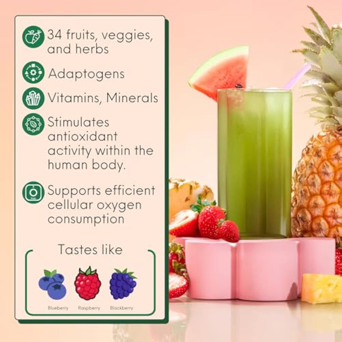 Nutrition Super Greens, Organic Greens Powder with Spirulina & Chlorella for Digestion