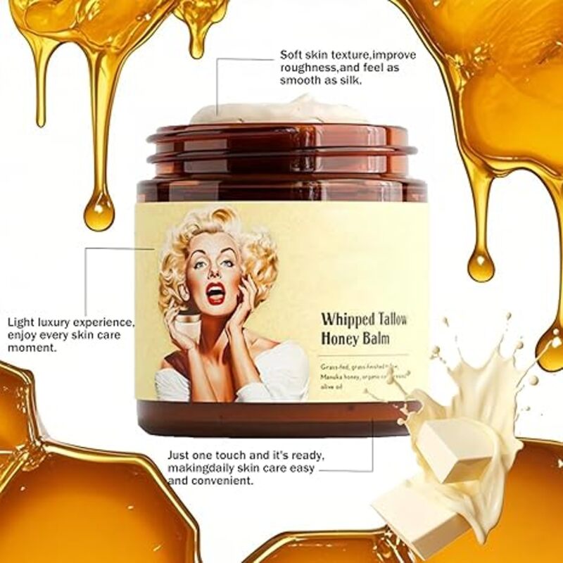 Whipped Beef Tallow and Honey Balm,Grass Fed Grass Finished Face Cream