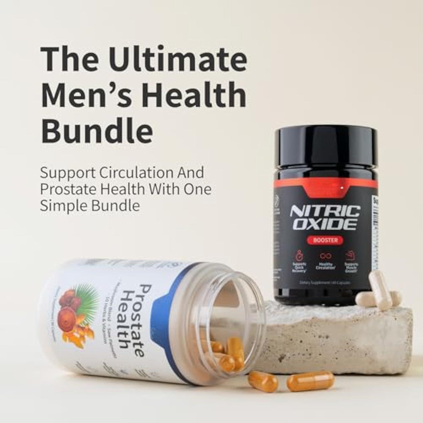 Prostate Health Support Supplement Bundle with Nitric Oxide Booster – 90 Capsules & 60 Capsules